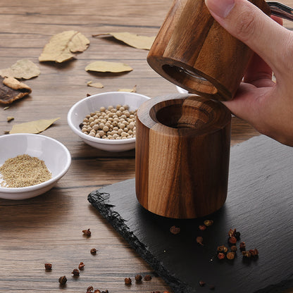 Manual Wood Pepper Mill and Salt Shaker Set - Durable Ceramic Grinding Core