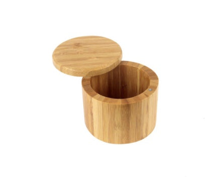 Bamboo Salt and Pepper Holder Box - Spice Containers with Swivel Lid and Magnet Lock, 6 oz Capacity