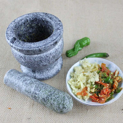 Handmade Molcajete Mortar and Pestle Solid Stone Grinder Set