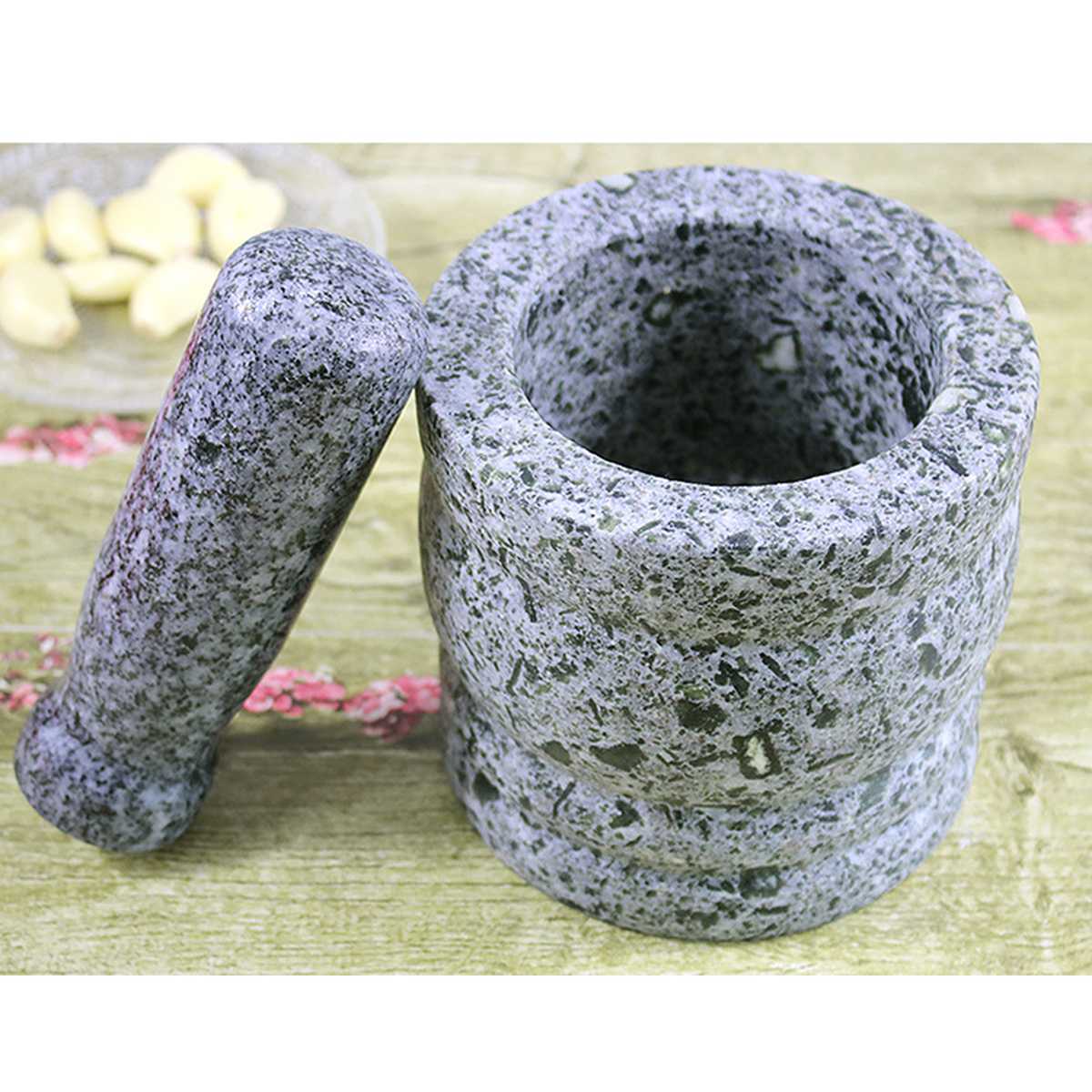 Handmade Molcajete Mortar and Pestle Solid Stone Grinder Set