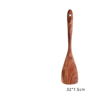 1-7Pcs Natural Wood Teak Tableware Set: Spoon, Colander, Nano Soup Skimmer, Wooden Cooking Spoon Kitchen Tool Kit