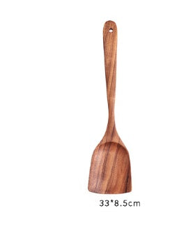 1-7Pcs Natural Wood Teak Tableware Set: Spoon, Colander, Nano Soup Skimmer, Wooden Cooking Spoon Kitchen Tool Kit