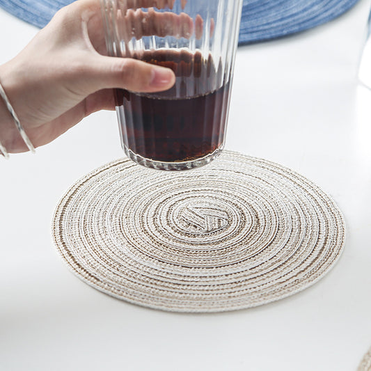 Round Linen Heat Insulation Placemat - Home, Tea House, Coffee Shop Decor - Available in Blue, Beige, Coffee, and Gray