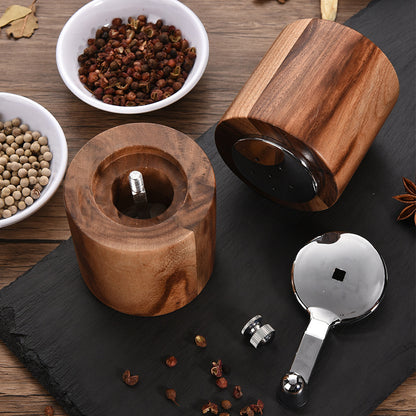 Manual Wood Pepper Mill and Salt Shaker Set - Durable Ceramic Grinding Core