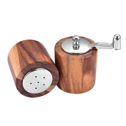 Manual Wood Pepper Mill and Salt Shaker Set - Durable Ceramic Grinding Core