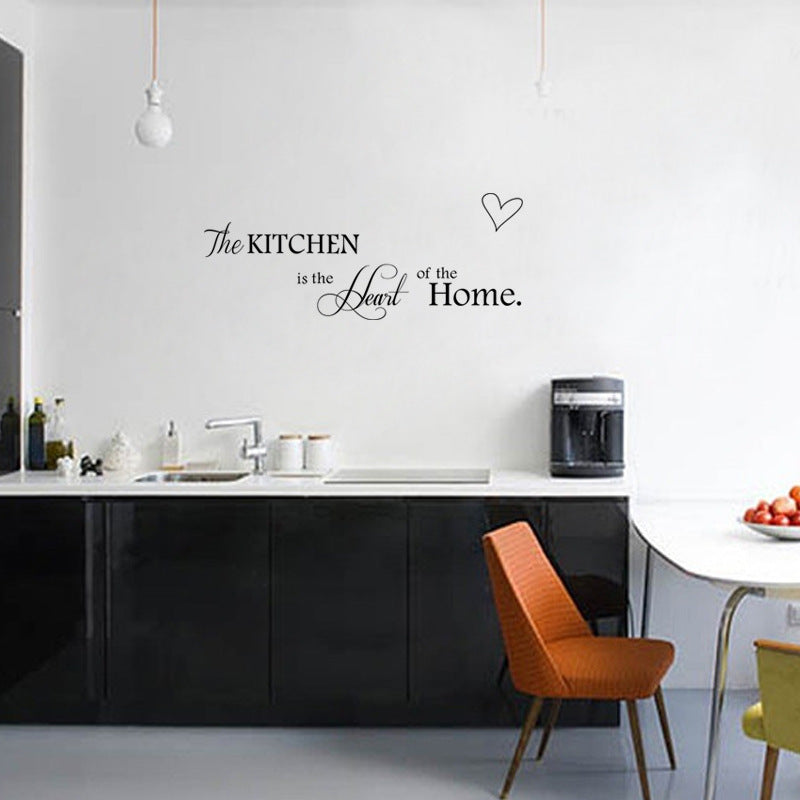 “Kitchen Is Heart Of The Home” Letter Pattern Wall Sticker - PVC Removable Home Decor DIY Wall Art Mural