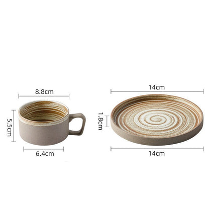 Rustic Stoneware Coffee Cups with Inner Spiral Design - Microwave & Dishwasher Safe