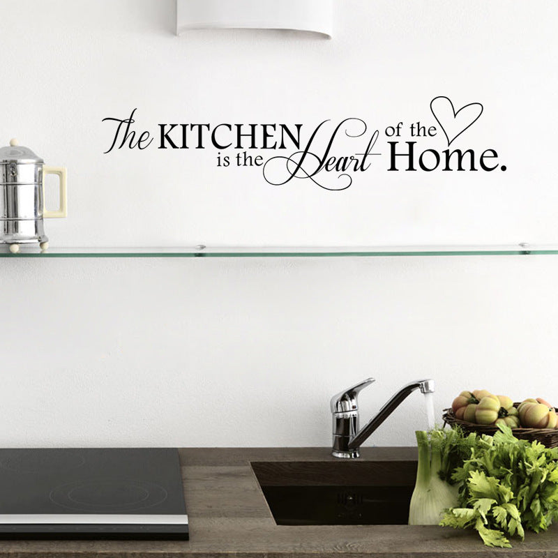 “Kitchen Is Heart Of The Home” Letter Pattern Wall Sticker - PVC Removable Home Decor DIY Wall Art Mural