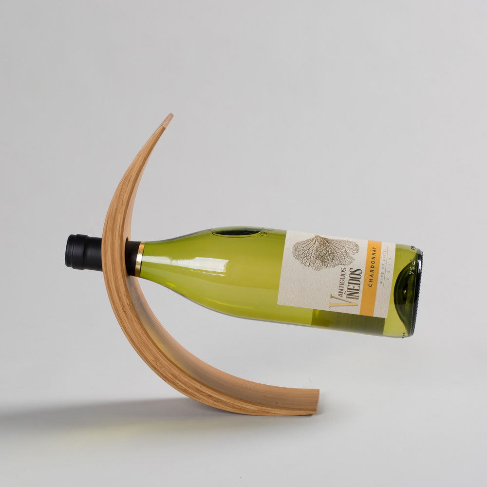 Creative Bottle Shelf Wine Bottle Rack - Self-Balancing Single Wine Bottle Holder, Natural Bamboo Display Wine Rack for Tabletop, Cabinet, and More