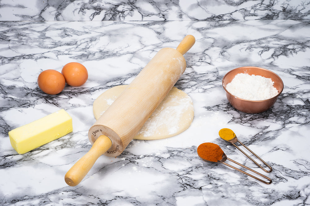 Traditional Rolling Pin for Baking with Handles in wood 18" MADE IN USA