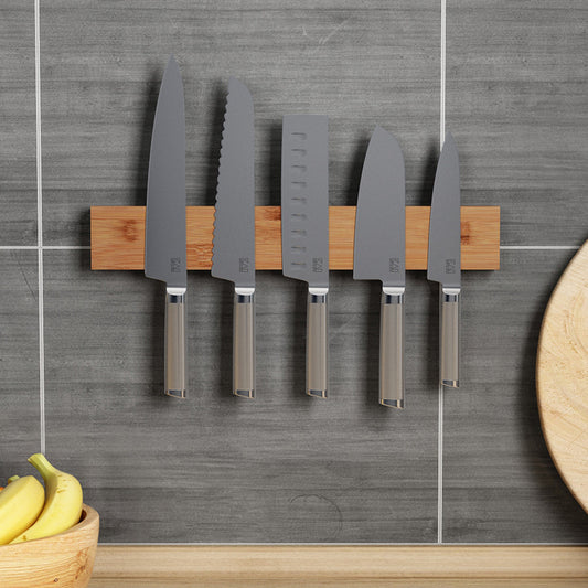 Wall Mounted Bamboo Magnetic Knife Holder for Kitchen