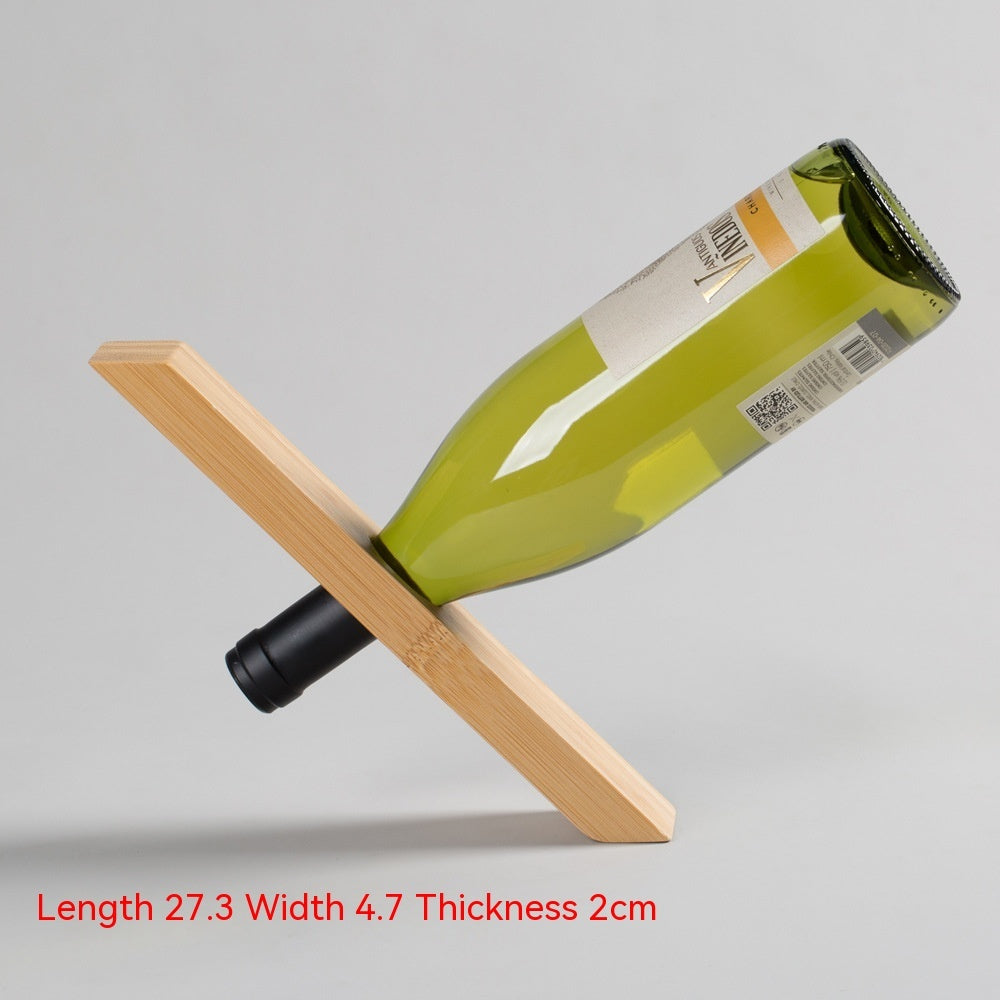 Creative Bottle Shelf Wine Bottle Rack - Self-Balancing Single Wine Bottle Holder, Natural Bamboo Display Wine Rack for Tabletop, Cabinet, and More