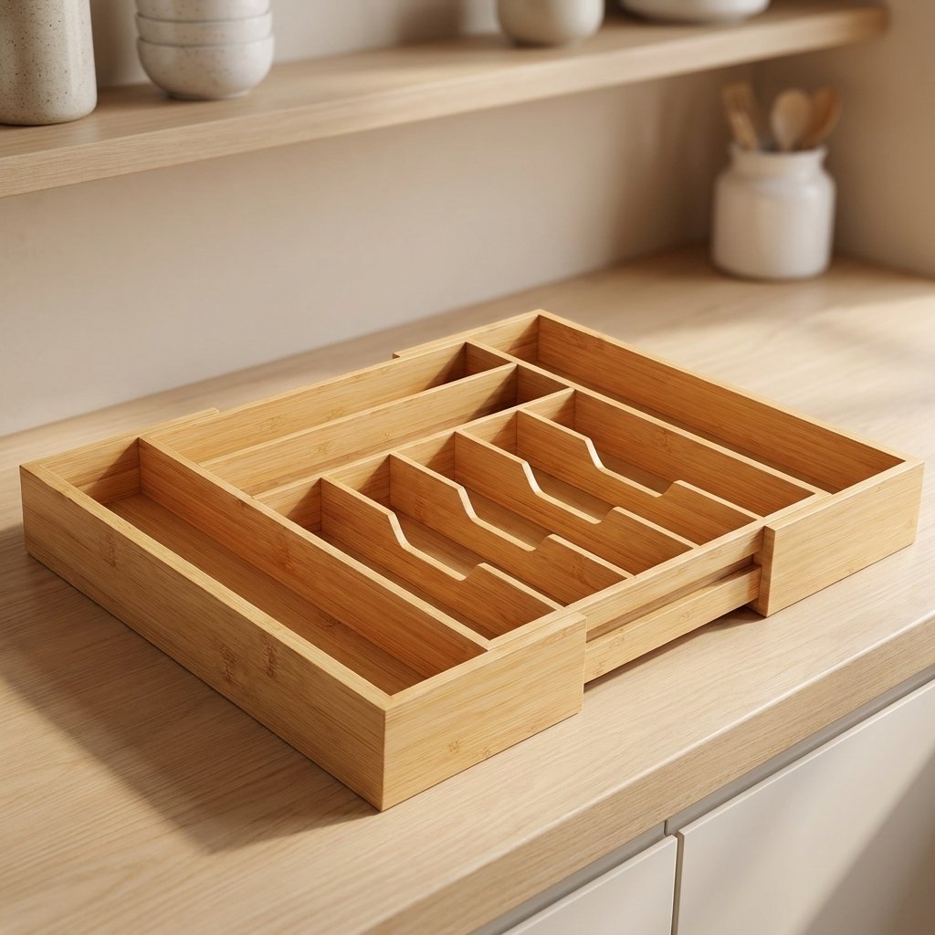 Bamboo Expandable Flatware Organizer
