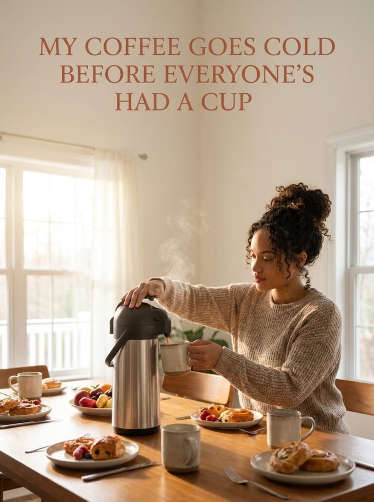Woman pouring coffee from a carafe at a brunch table